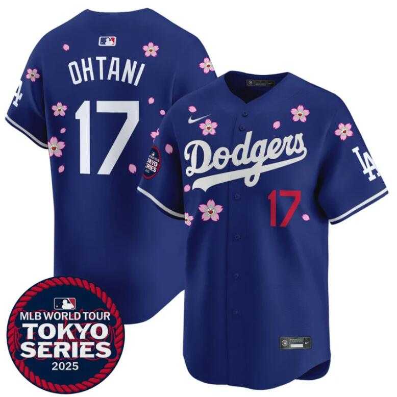 Mens Los Angeles Dodgers #17 Shohei Ohtani Royal 2025 Tokyo Series Limited Stitched Jersey Dzhi